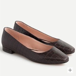 J. Crew Carolyn Skimmer Croc Embossed Leather Skimmer Flats SZ 6.5 /7 NIB NWT